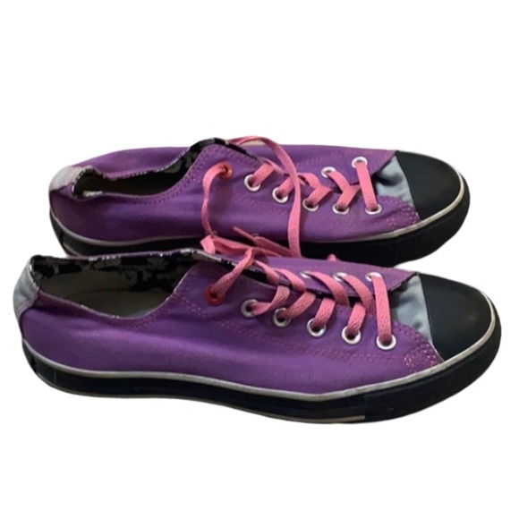 Y2K Converse All Stars Chucks Purple & Grey Multi Low Top Lace Up Sneakers - Picture 1 of 9